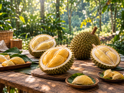 Sesi mencicipi durian segar di kebun bagi tamu dan mitra
